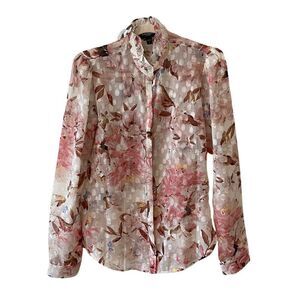 Express Pink Long Sleeve Buttoned Blouse